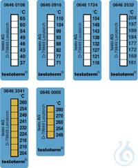 testoterm - Temp. strips, +161…+204°C Testoterm self-adhesive temperature measurement strips are...